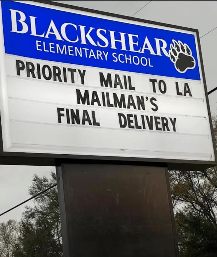 A billboard sign from Stetson Bennett’s hometown of Blackshear, Ga., displays a sign of support for the QB.